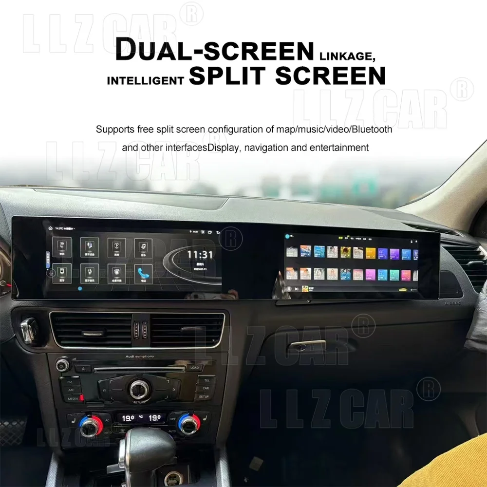 

21-дюймовый 3D изогнутый двойной экран для Audi Q5 2009-2017 Android Auto автомобильный радиоприемник мультимедийный плеер Bluetooth CarPlay DSP GPS-навигация