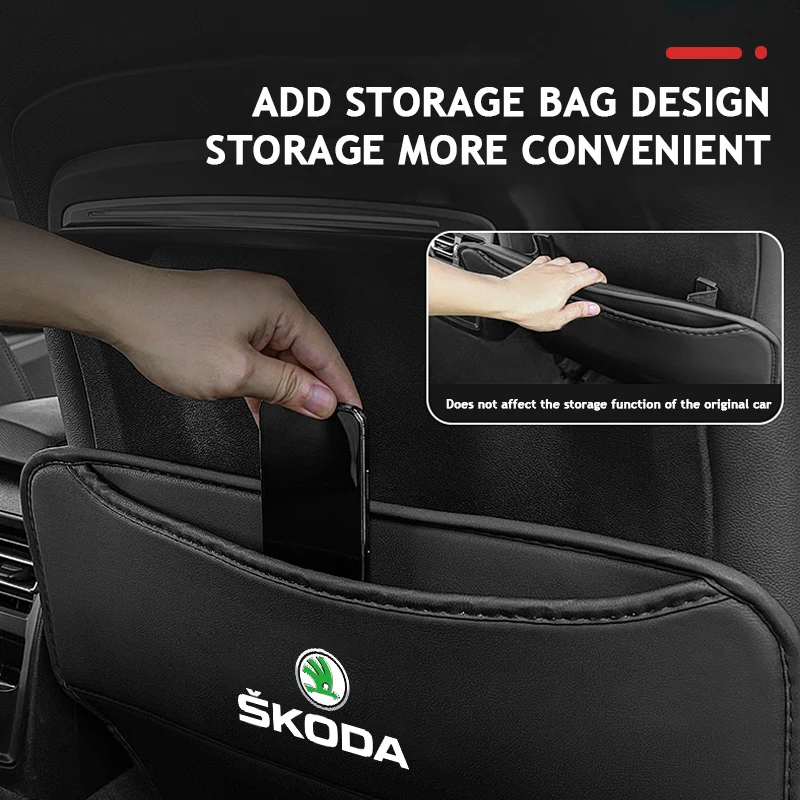 Car Seat Anti-Kick Pad Back Anti-Dirt Protector Cover For Skoda Fabia Yeti Octavia Rapid Kodiaq Kamiq Karoq Scala Enyaq Superb