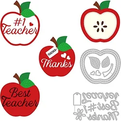 2 Style Teacher's Day Metal Cutting Dies Best Teacher Nesting Apple Pattern Embossing Stencil Template for Making Photo Decor