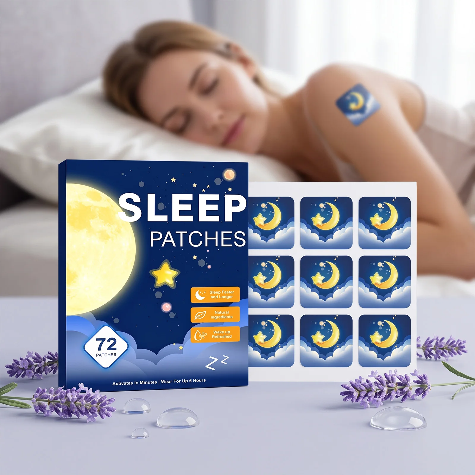 Sleep Aid Patches Relieve Insomnia Reduce Stress Anxiety Help Fall Asleep Body Relaxing Portable Hypnotic Artifact Sticker 72PCS