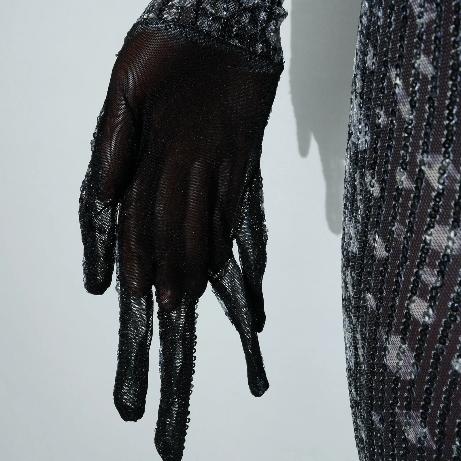 Tuta da donna lucida a maniche lunghe sexy con strass neri Festa di compleanno Vacanza Ds Drag Queen Celebration Pole Dance Outfit