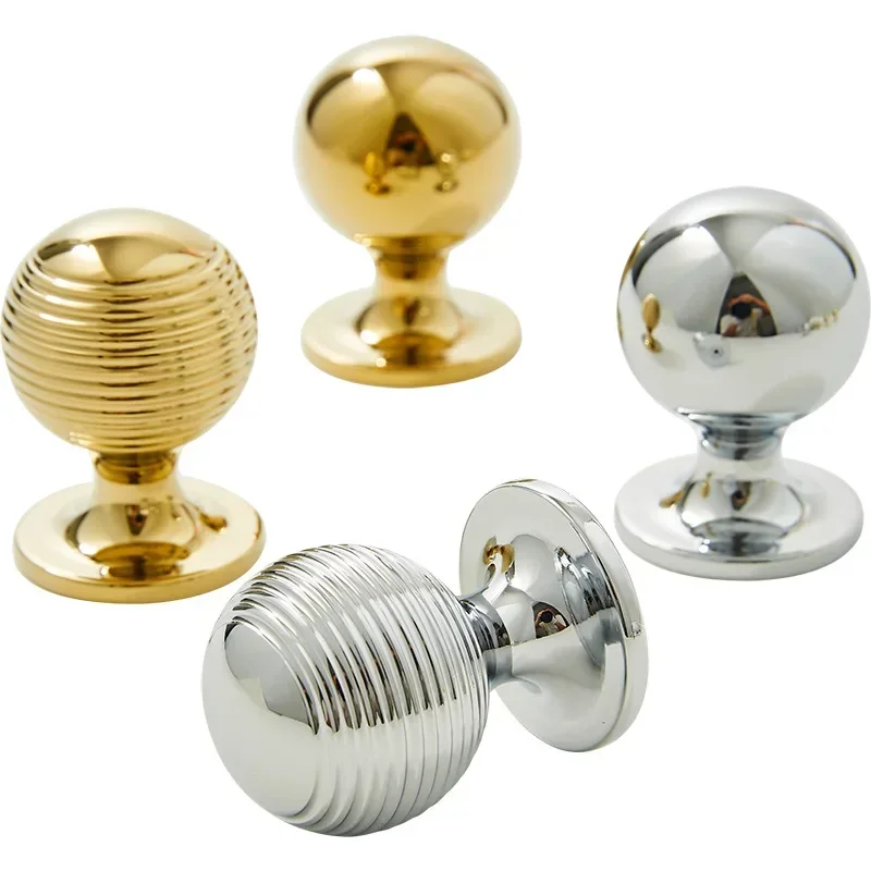 Full Brass Chrome Silver Ball Wardrobe Door Handle Modern Light Luxury Simple Single Hole Drawer Cabinet Wine Cabinet Handle