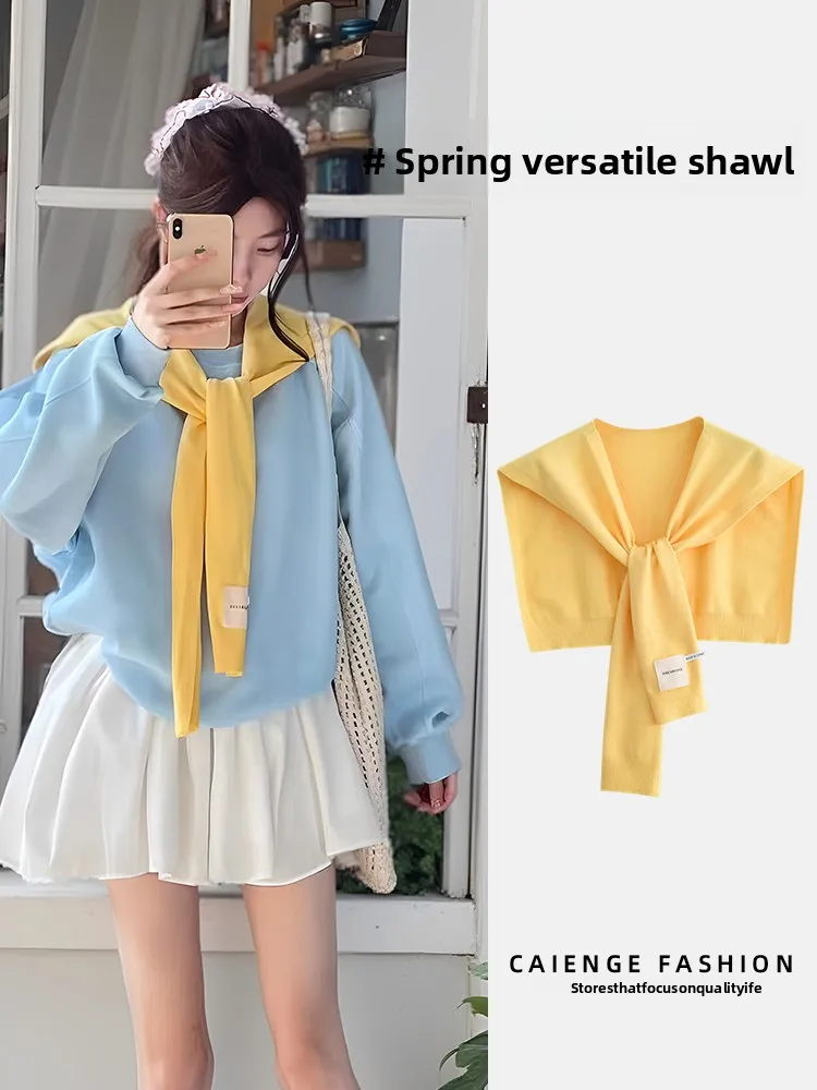 

Вязаная декоративная накидка на плечо, женский сарафан на весну-осень-лето, многофункциональный дизайн с кисточками для комнаты с кондиционером