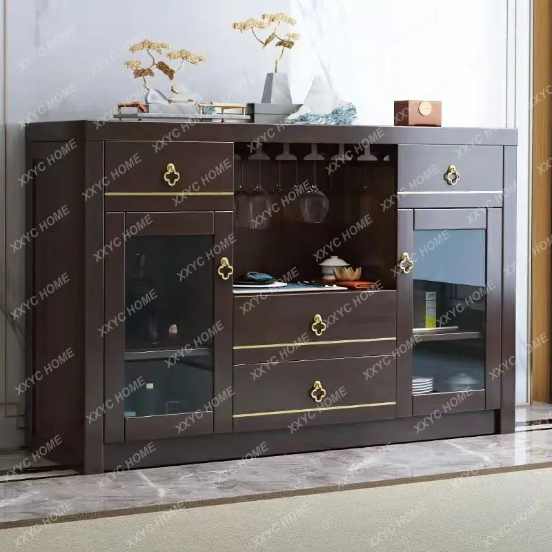 New Chinese Style Solid Wood Sideboard Kitchen Cupboard Wine Cabinet Restaurant Storage Modern Storage Cabinet