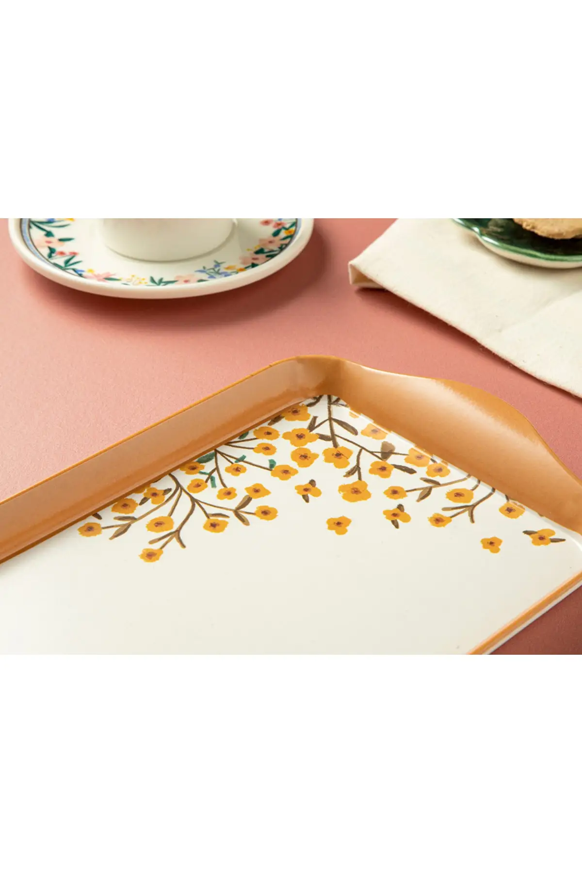 

Amrio Flowers melamine tray 23,5x x Cm mustard luxury tray Tea tray Tea tray