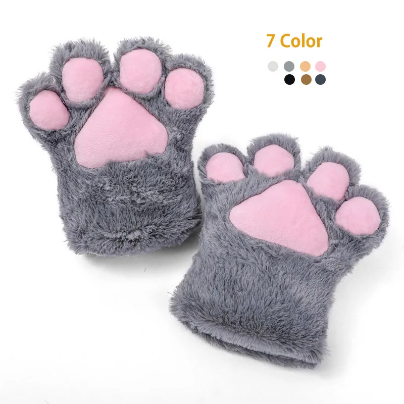 

7 Colors Large Meat Mat Paw Cosplay Props Kawaii Cute Cat Paws Furry Comic Claw Fingerless Gloves Half Finger Gloves Fursuit