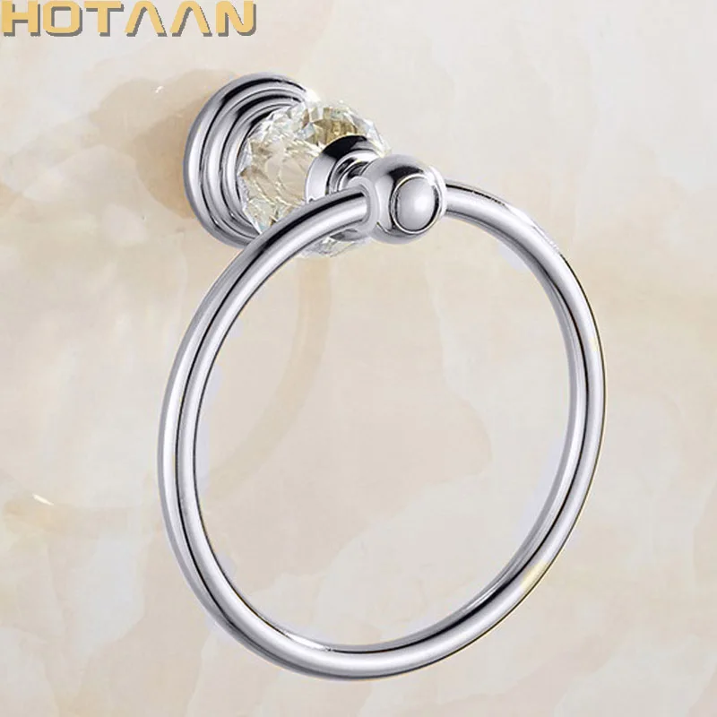 

Luxury Crystal Towel Holder Chrome Towel Ring Round Wall Mounted Towel Rack Bar Holder Classic Bathroom Accessories YT-12891-C