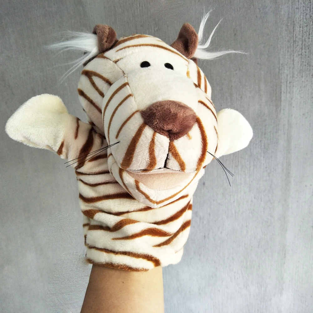 Kinderen handpop speelgoed knuffel streep tijger voor kind verjaardagscadeau