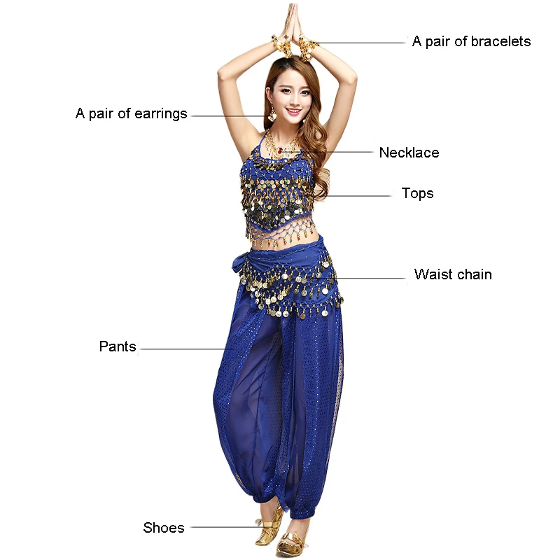 Belly Dance Costumes Ethnic Performance Sets Bollywood Indian Egyptian Belly Dance Adults for Women Highlights Practice Suit