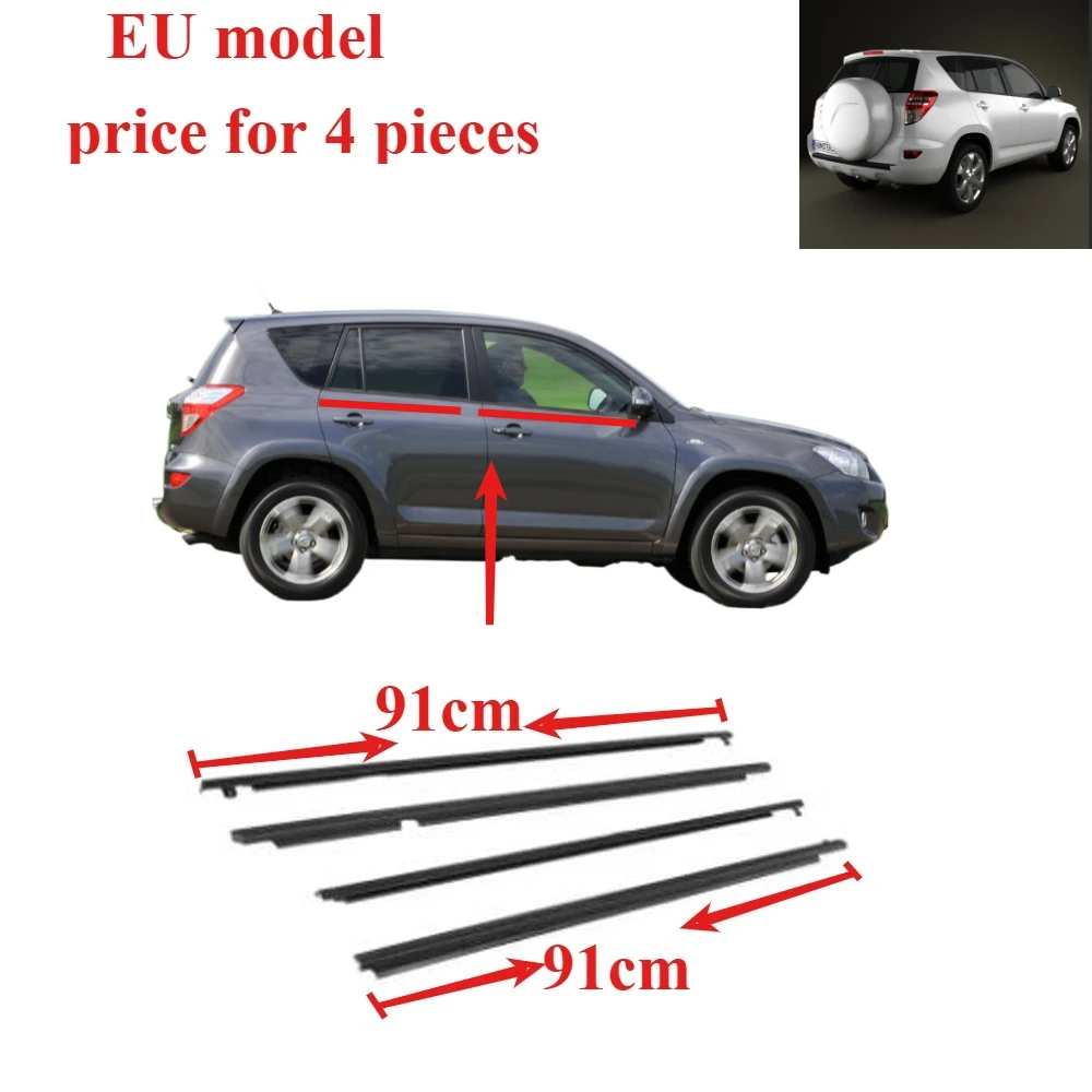 

Dt 4 Pieces Eu Moulding Belt Line Seal for Toyota RAV4 2009-2012 Window Glass Rubber for RAV-4 75720-0R020 Outside