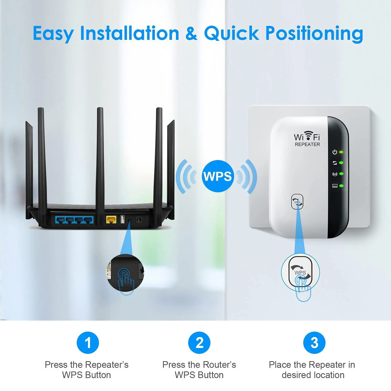 Simple Setup 2.4G Wireless Wifi Repeater 300mbps Wifi Extender Long Range Wifi Signal Amplifier Wi-fi Booster