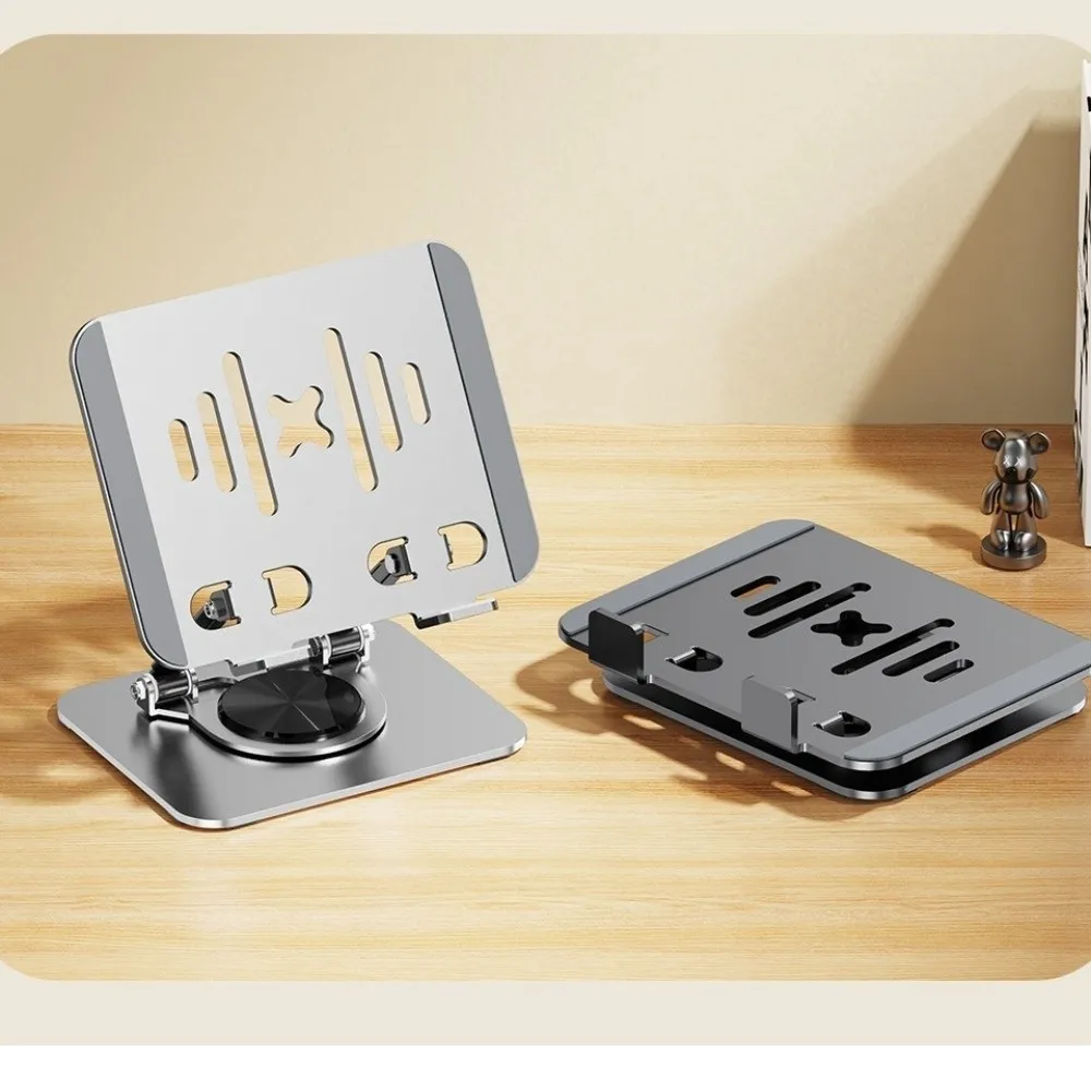 Carbon Steel Tablet Stand 360 Degree Rotation Foldable Desk Stand Non-Slip Base Universal Tablet Rack Electronic Device