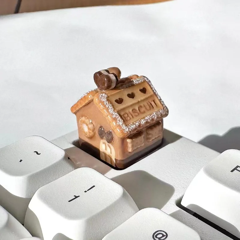 MiFuny Cute Cookie House Keycaps Maid Cow Custom Clay Artisan Keyboard Caps for Mechanical Keyboard Gaming Accessories GIrl Gift