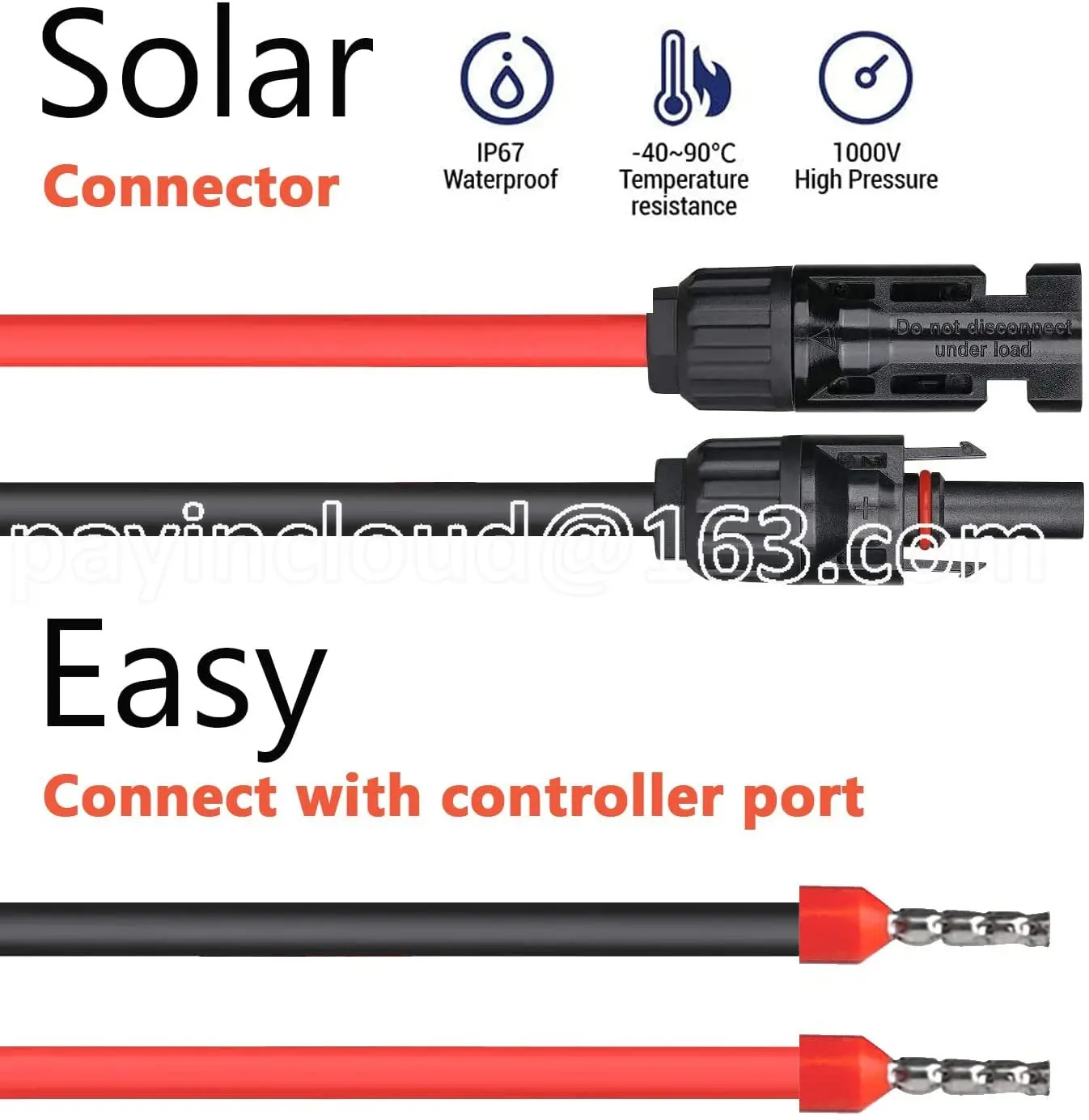 Solar Cable Red and Black 4mm2 Mounted MCX4 Connector 1m-100m PV Cable With Male&Female MCX4 Connector