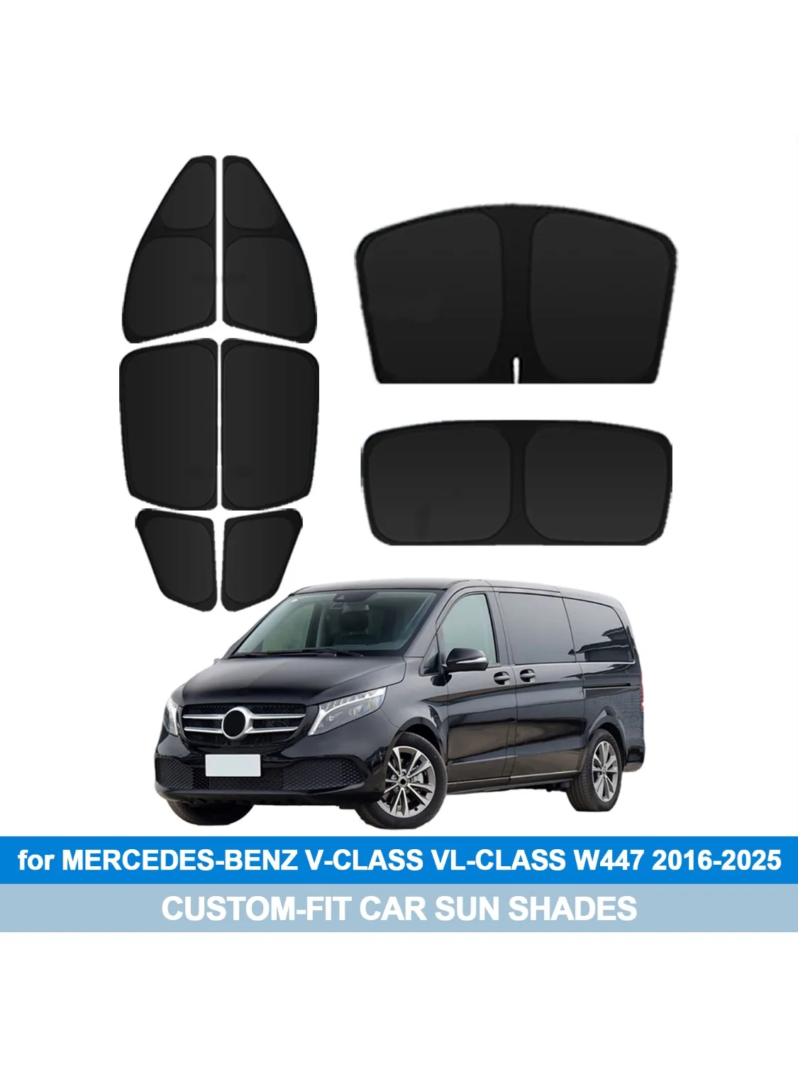 Voor MERCEDES-BENZ V-CLASS VL-CLASS W447 2016-2025 Voorruit Zonnescherm Zijruit Shades Cover Zonneklep schild Privacy - afbeelding 2