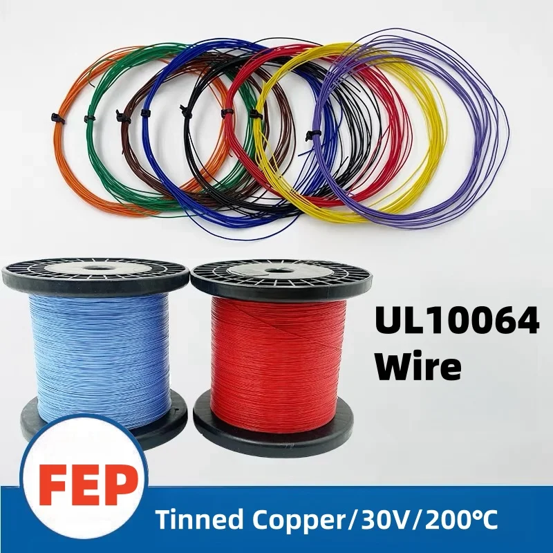 10M UL10064 FEP Wire 26/28/30/32/34/36/40AWG PTFE Plastic Ultra Fine Micro Litz Wires Solder High Conductivity Copper Cable