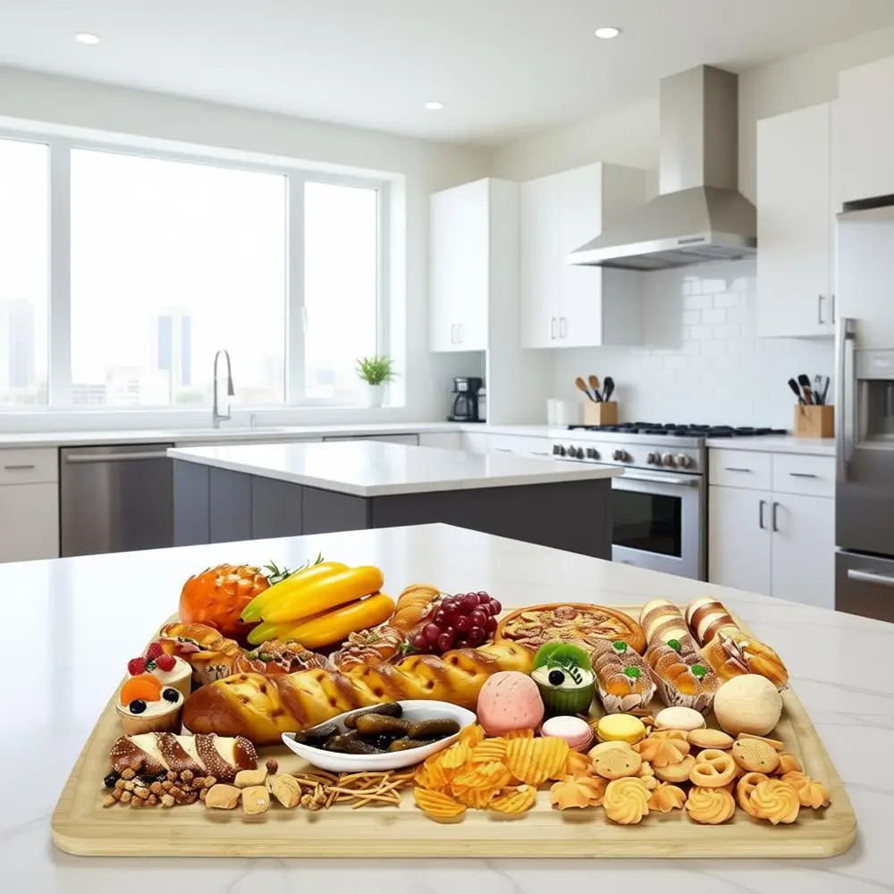 

Large Bamboo Chopping Board, Kitchen Cover for Stoves, Reversible Butcher Block with Juice Groove