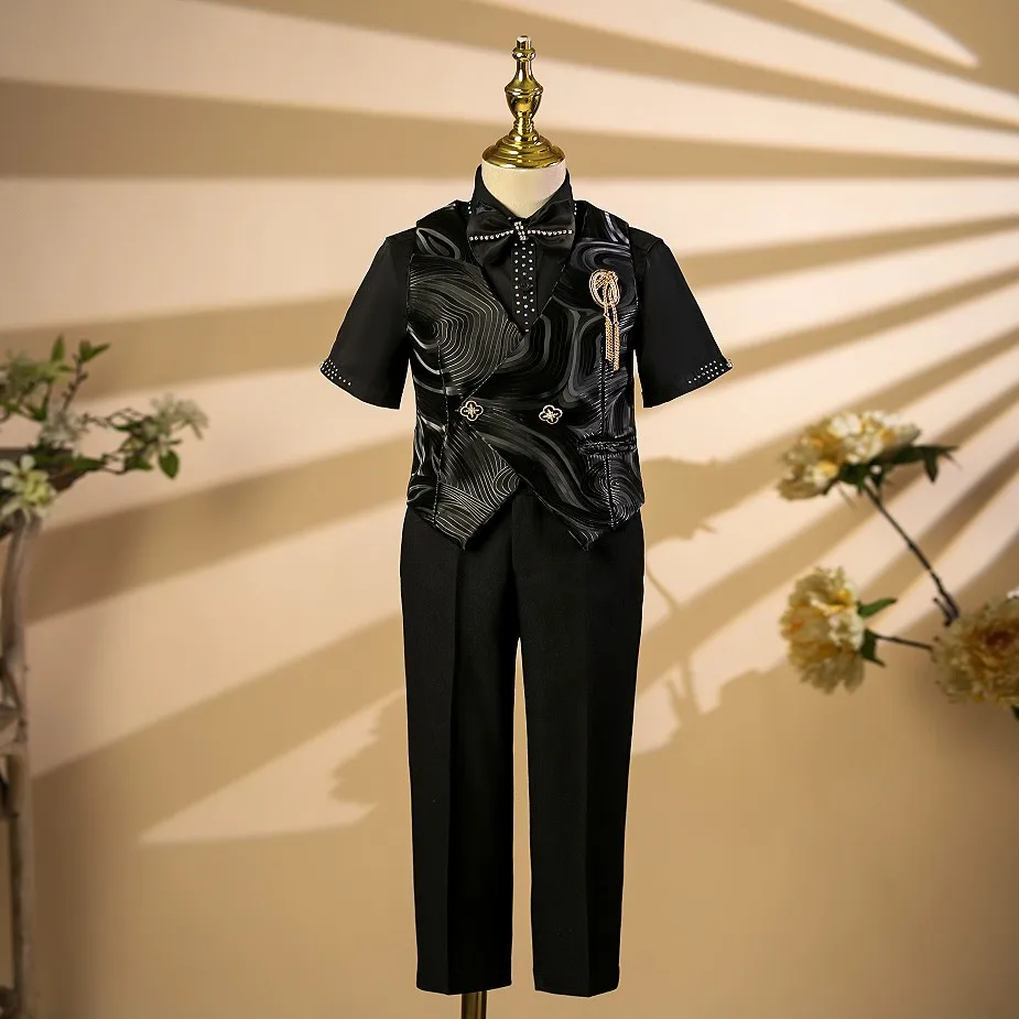 Birthday Party Suit Piano Performance Host Blazer Sets A4478 Costume Boys Suit New Children Tuxedo Wedding