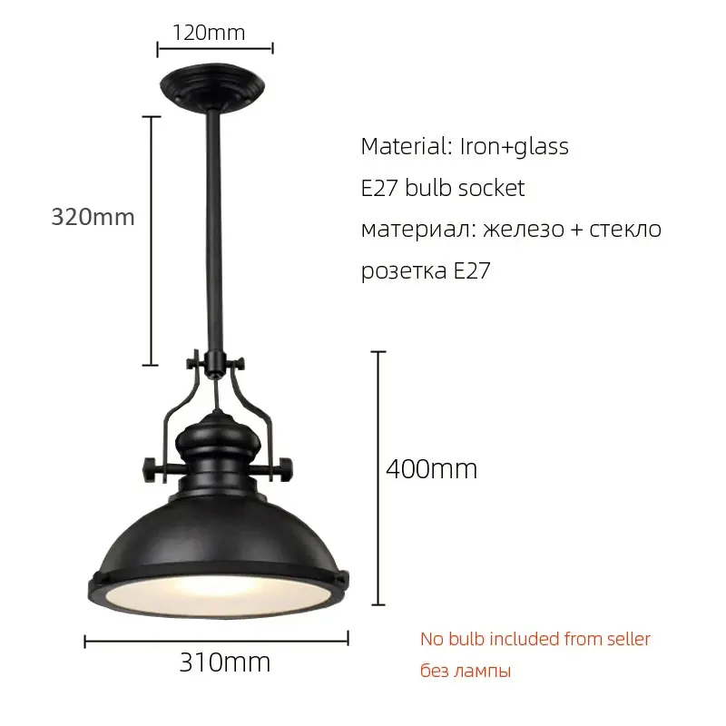 Candeeiro pendente vintage para loft, sala de jantar, café, restaurante, bar, porca, ferro retrô, lâmpada industrial de mineração, luz segura, farol