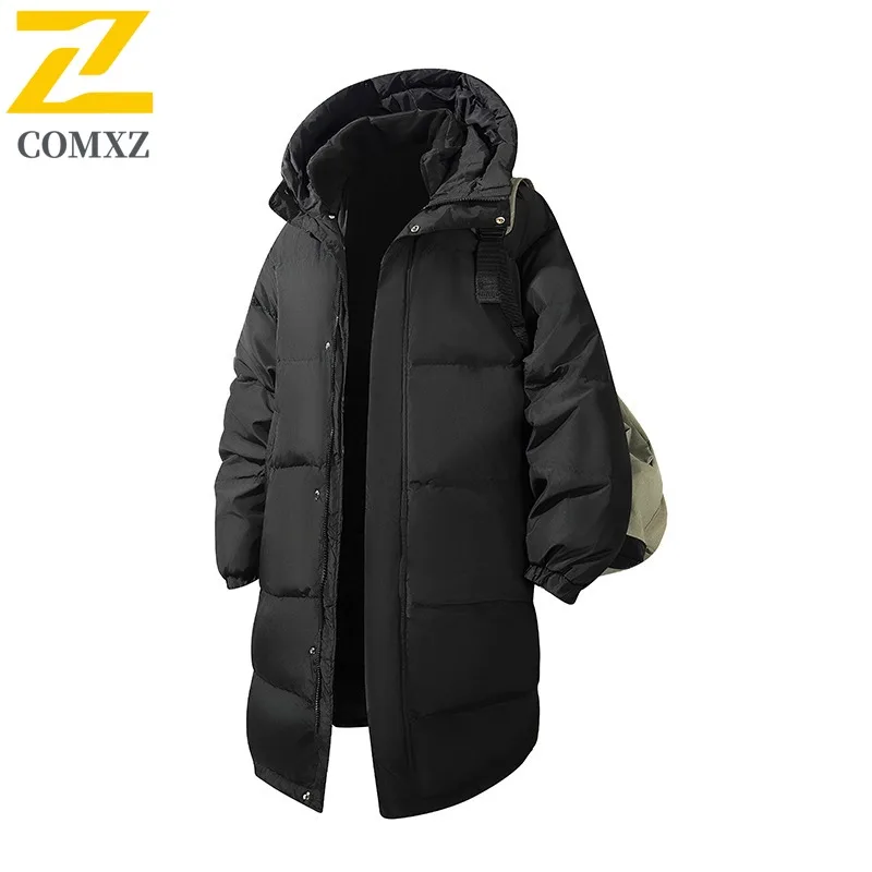 COMXZ Men Bread Jacket 2025 Solid Mid Length Trip Street Comfortable Windproof Outdoor Winter Padding Puffer Jackets Warm Daily