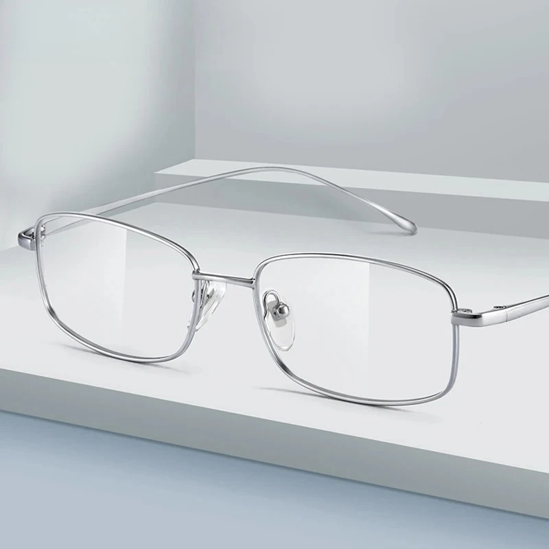 KUXA إطار نظارات من التيتانيوم مربع النظارات البصرية وصفة طبية قصر النظر مد البصر القراءة نظارات خفيفة الفضة الذهب