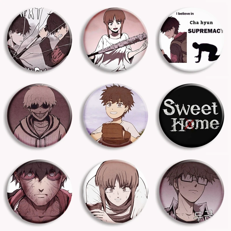 Korean Manga Sweet Home Comic Soft Button Pin Creative Horror Anime Brooch Badge Bag Accessories Decor Friends Gifts