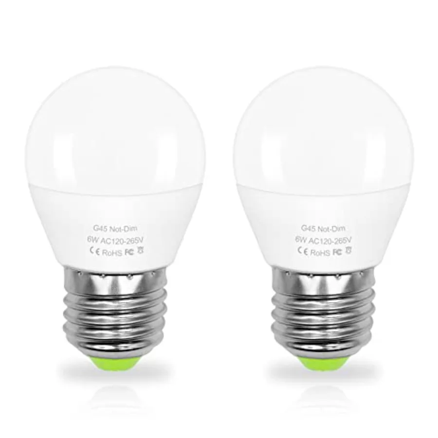 LED 6W = 60 Watt Filament Bulb 2700K Soft White Floor Lamps Ceiling Fan Light Waterproof for Bathroom Mirror Light E26 Globe Ed