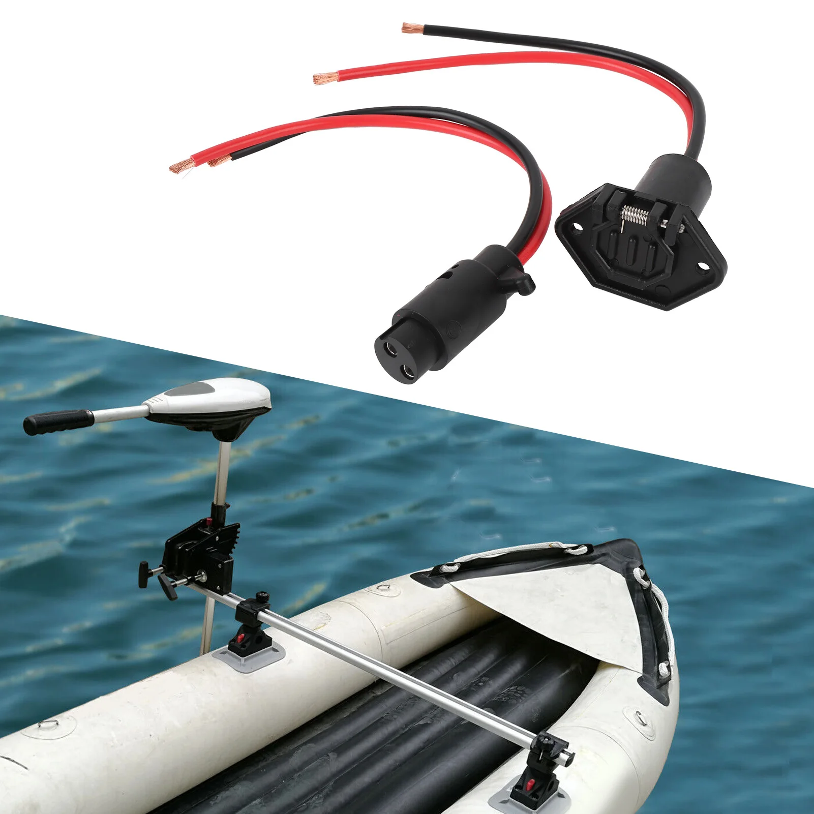 

Trolling Motor Plug Socket Set 2 Wire Flush Mount Plug and Play for Marine Boats Kayaks Trolling Motor Plug Socket Set