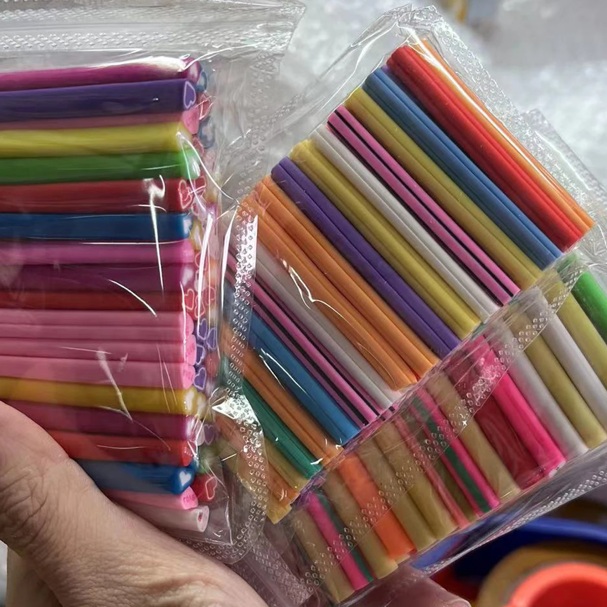 50pc Fruit Polymer Clay Sticks for Nail Art Decoration Arbitrary cropping Soft Cane Rod Slime Nail Art Accessories Manicure Part