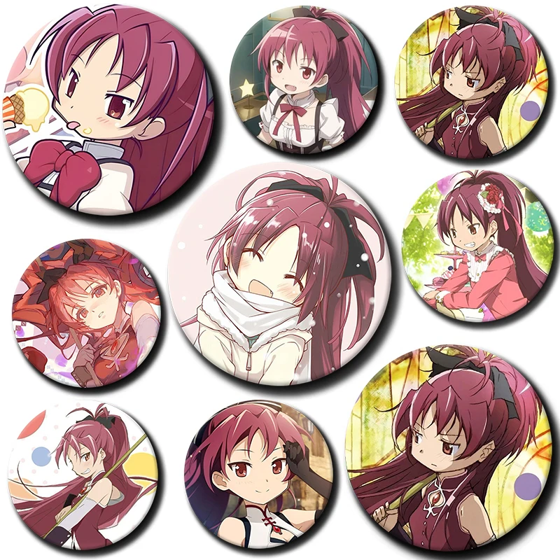 Cartoon Character Kyoko Sakura Button Pin Anime Role Kyoko Sakura Brooch Creative Badge for Backpack Clothes Decoration Gift