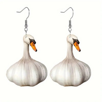 Funny Duck Garlic Earrings Cute Goose Drop Dangle Earrings Novelty Animals Pet Simple Jewelry Gifts for Women Girls Bff