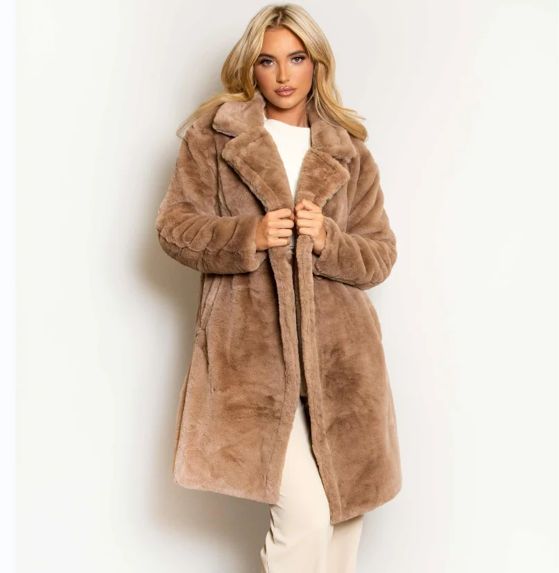 2023 New Ladies Fur Coat Faux Fur Long Coat Winter Warm