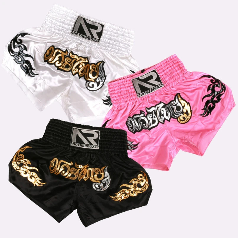 ANOTHERBOXER Muay Thai Shorts, Embroidered MMA Fighting Clothing for Men, Women, Kids, Cheap Boxing Training Short Pants