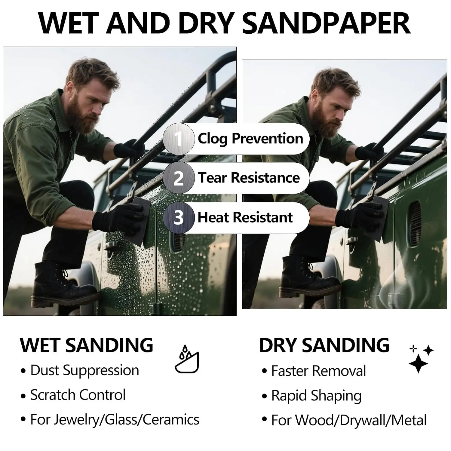 Wet Dry Sandpaper Assortment 21 Sheets 9x3.6 Inch, 120 to 2000 Grit for Wood Metal Automotive Sanding and Polishing - view 3