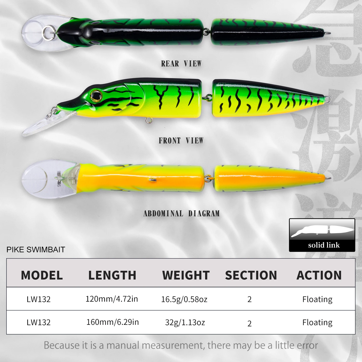 Hunthouse Pike Minnow Sea Fishing Lure Hard Bait Swimbait 12cm/16cm  15.5/32g 2 Section Body 5 Colors For Fishing Pike