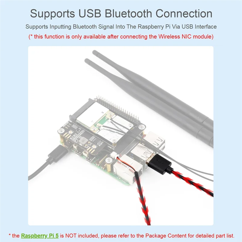 Adapter PCIE na Minipcie HAT+ kompatybilny z kartą sieciową bezprzewodową, USB Bluetooth i modułem AI dla Raspberry Pi 5-ABIU