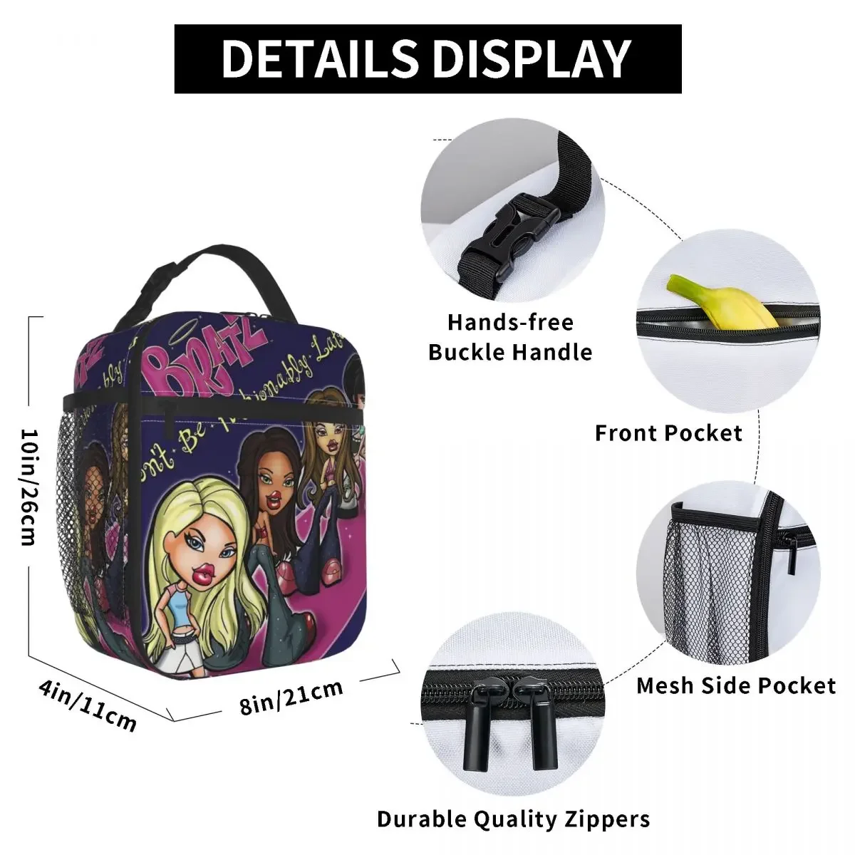 Custom Bratz Rock Angelz Lunch Bag Women Cooler Thermal Insulated Lunch Boxes for Adult Office