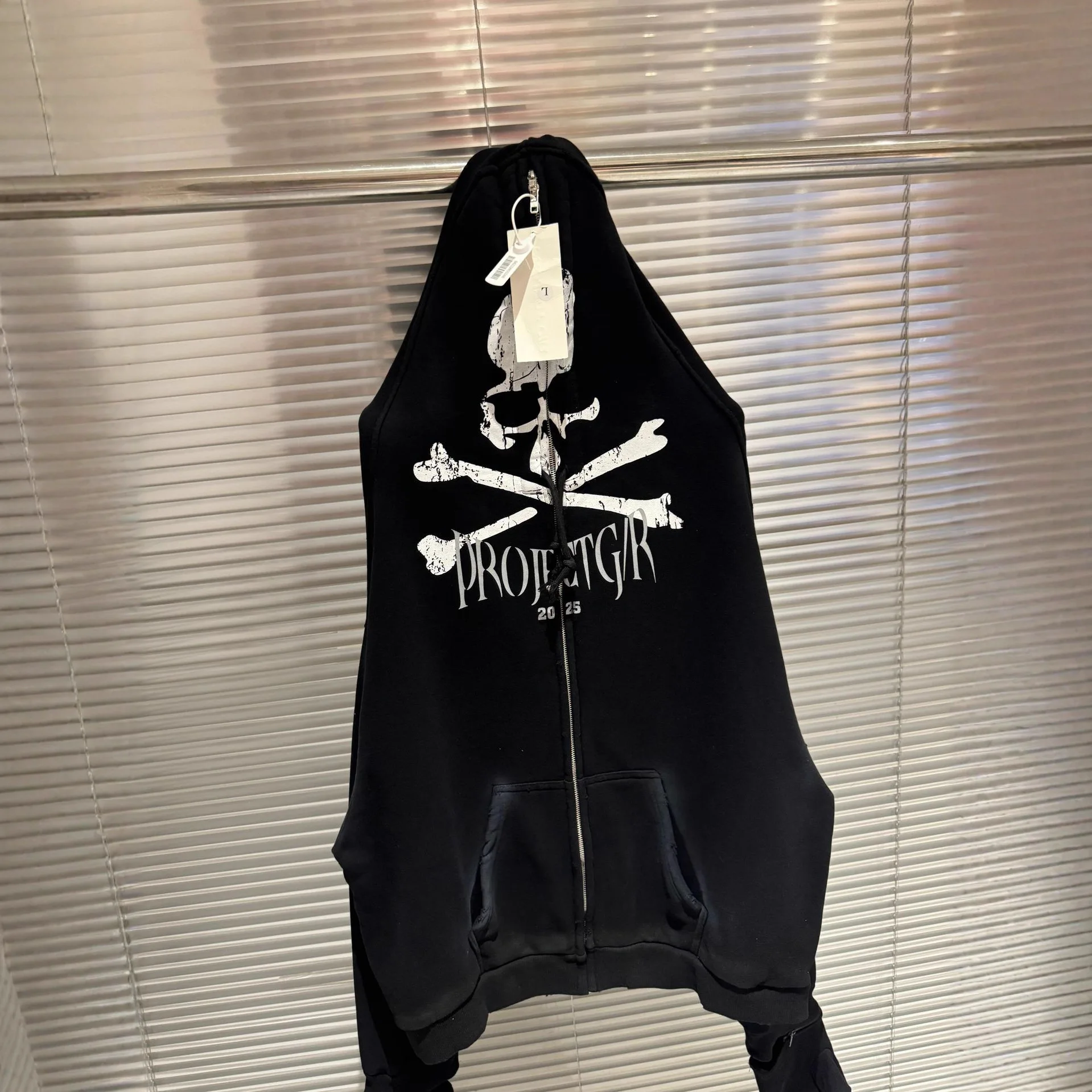 Hip Hop Bird Graphics Print Shoulder Drop Design Schwarz PROJECT G/R Zipper Hoodie Männer Frauen Top Qualität Baumwolle