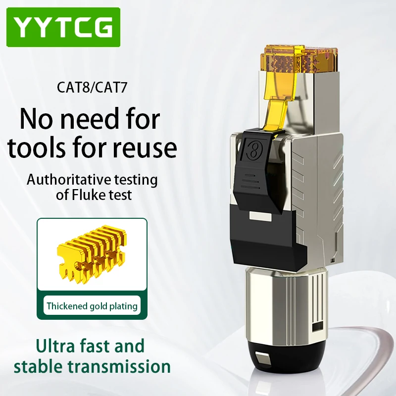 

YYTCG 1Pcs Cat7 RJ45 Connector for Network RJ45 Crimper Connectors Cat8 Modular Ethernet Cable Head Plug