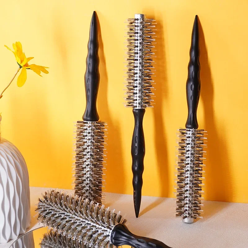 

Professional Salon Hair Round Brush Boar Bristles Anti-static and Heat Resistant Coating Hairdresser Brush Styling Tools