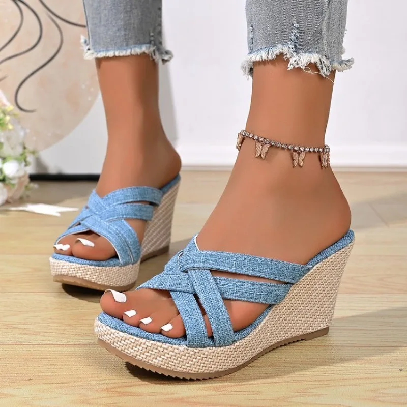 Neue Damen Mode Keilsandalen Lässige Plateausandalen Trendige Dicksohlenschuhe mit Hohem Absatz für Frauen