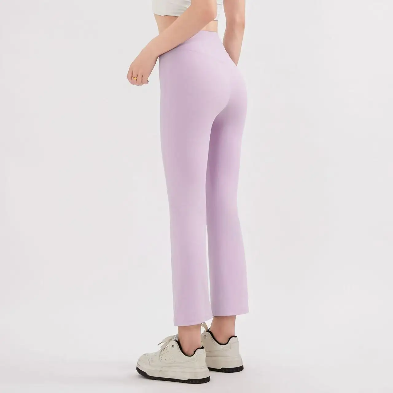 Nude High-Waist Elastische Yoga-Mikro-Schlaghose Leggings Gym Pfirsichfarben Hüftstraffend Enganliegend Outdoor Pilates Taillenformend – Detail 3