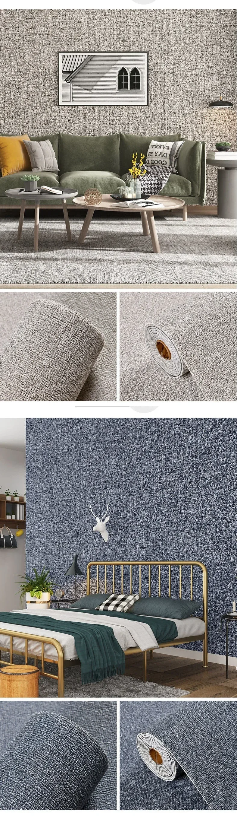 Leinen 3D Schaum Selbstklebende PVC Einfarbig Verdickte Wasserdichte Hintergrund Wand Renovierung Tapete Wand Aufkleber Wohnkultur – Detail 9