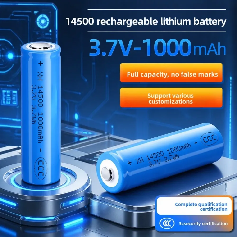 14500 Rechargeable Lithium Battery 3.7V 1000mAh CCC Certified Full Capacity Li-ion Battery For Flashlight Toy Electronic Device