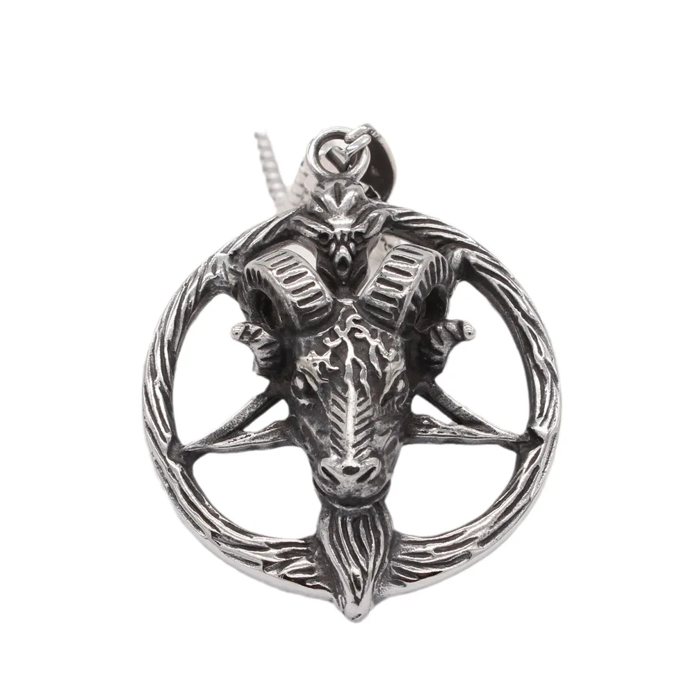 European and American Personalized Retro Ram Goat Men's Stainless Steel Pendant Necklace Chain