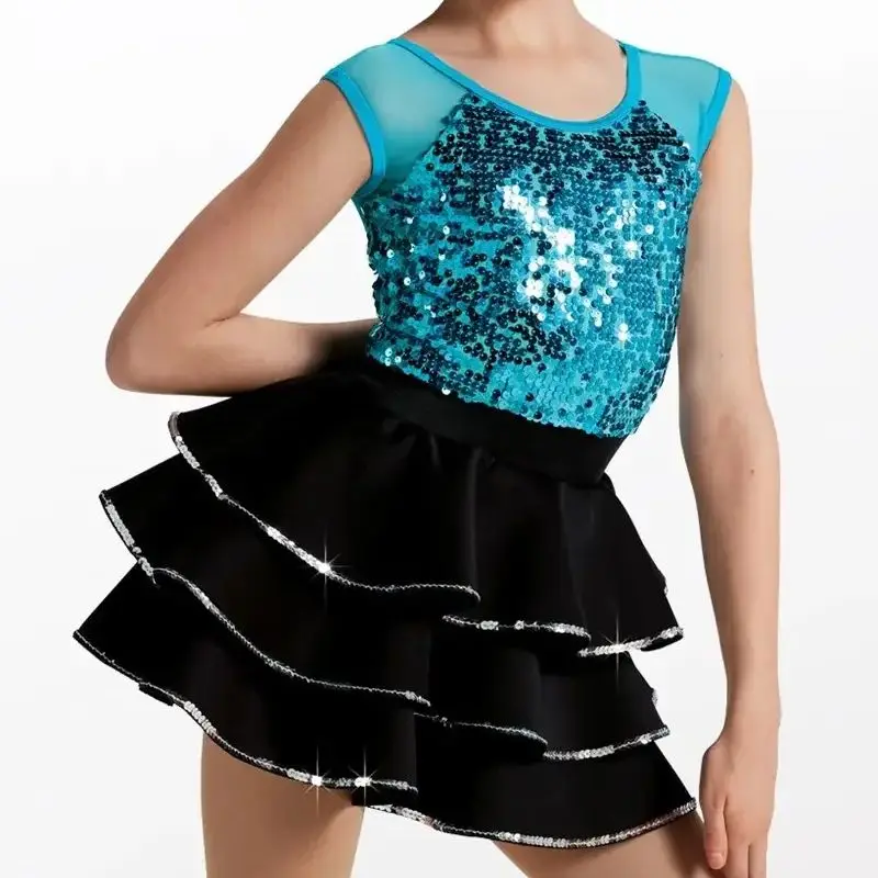 Stroje do tańca jazzowego i latynoamerykańskiego na zamówienie, profesjonalne, na rok 2025, w dowolnym kolorze, spódnica do występów.