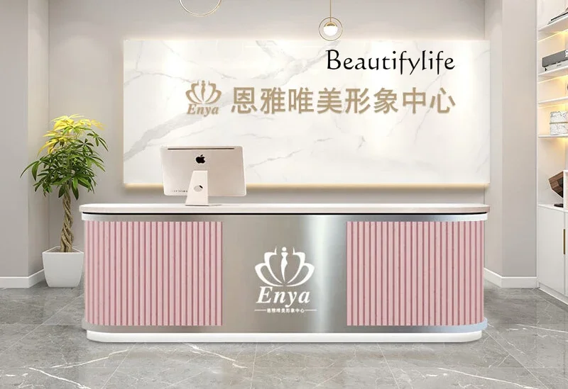 

kawaii room decor Beauty salon stainless steel checkout page Clothing store Modern simple reception front desk