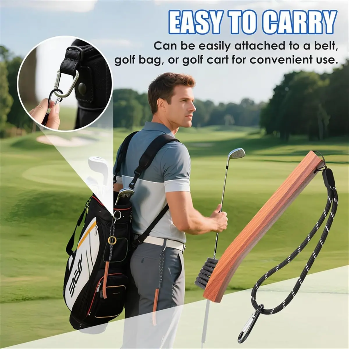 (AD12) 4 Pack Golf Brush Club Groove Cleaner with Rope and Metal Clasp, Golf Cleaning Supplies Golf Accessories
