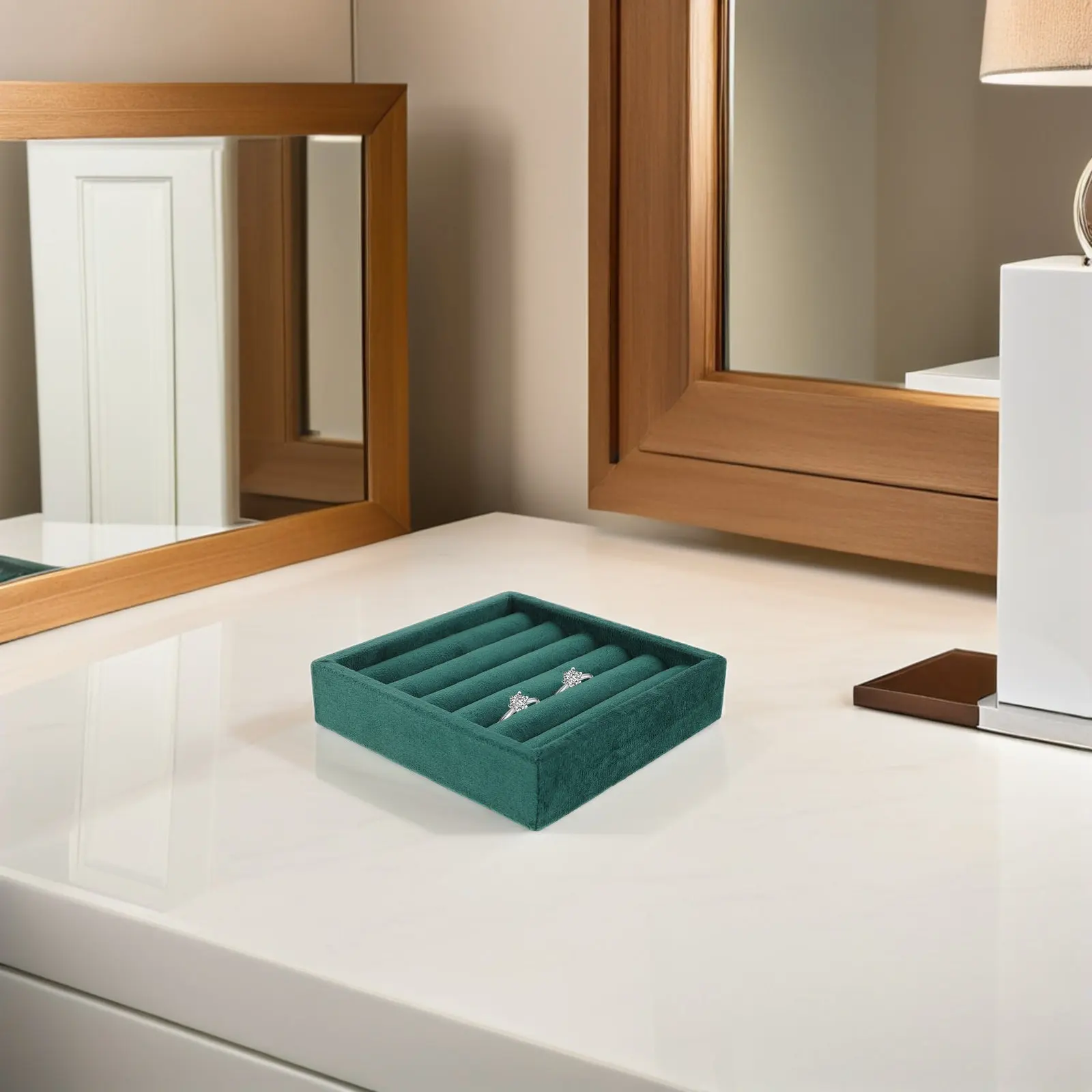 

Маленький органайзер для колец с 5 отделениями, подставка для украшений для ящика, для путешествий, мягкая вставка для защиты и удобства доступа