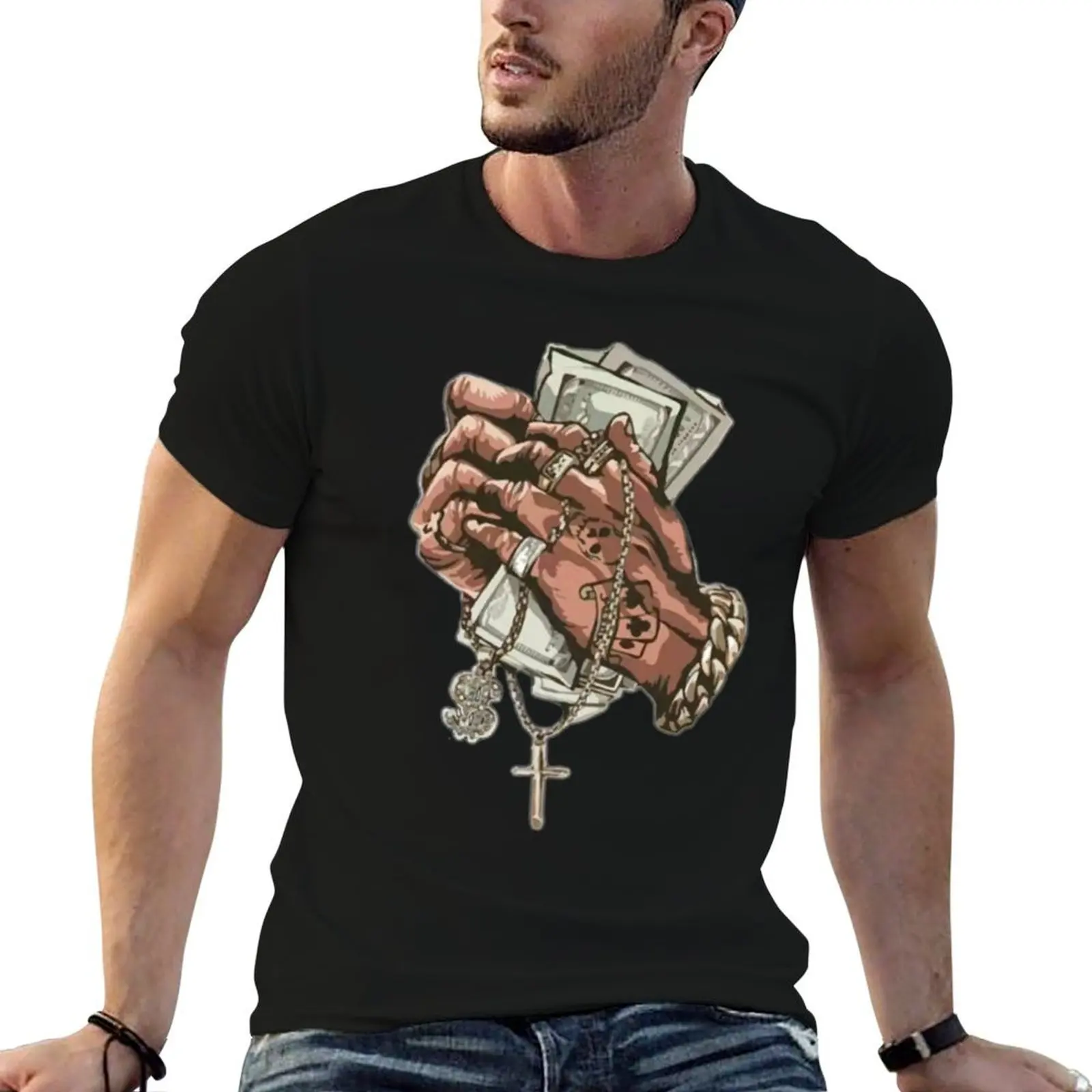 

Hands Money T-Shirt man t shirts cotton cotton t shirts high quality T-Shirt